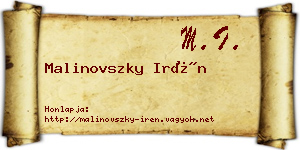 Malinovszky Irén névjegykártya