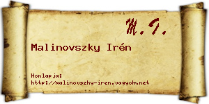 Malinovszky Irén névjegykártya